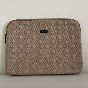 Tumi quilted laptop cover computer case beige